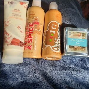 Mint Cocoa Soap, Vanilla Coconut, Gingerbread Shimmering  Body Lotion